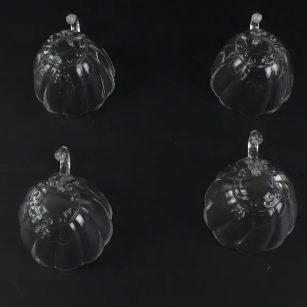 Set Of 4 Vintage Clear Glass Hazel Atlas Colonial Swirl Hook Handle Punch Cup 