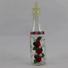 Kathy Hatch Collection 16oz Glass Oil & Vinegar Cruet Hand-Painted Strawberry