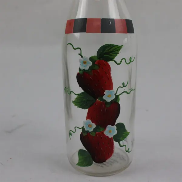 Kathy Hatch Collection 16oz Glass Oil & Vinegar Cruet Hand-Painted Strawberry