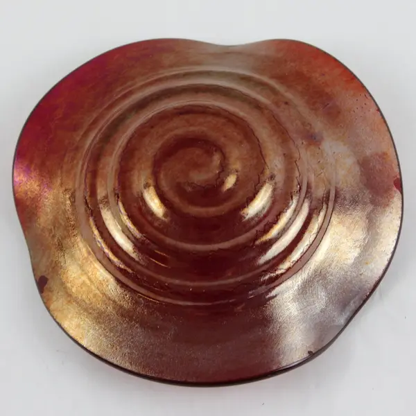 Vintage Ruby Red Art Glass Candle Dish Small Low Bowl Scalloped