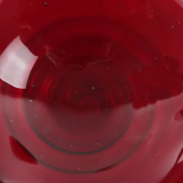 Vintage Ruby Red Art Glass Candle Dish Small Low Bowl Scalloped