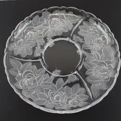 Studio Nova Winter Rose Frosted Glass Chip & Dip Serving Platter 14in
