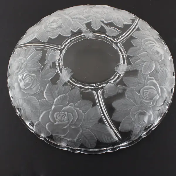 Studio Nova Winter Rose Frosted Glass Chip & Dip Serving Platter 14in