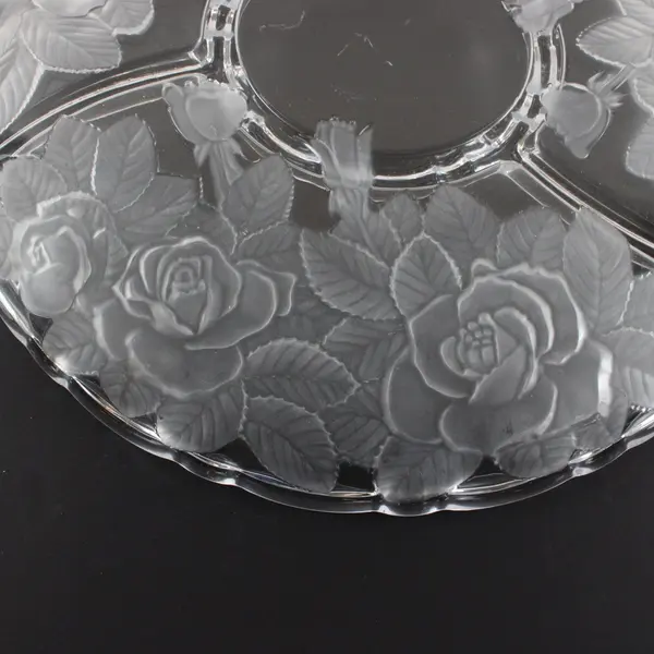 Studio Nova Winter Rose Frosted Glass Chip & Dip Serving Platter 14in