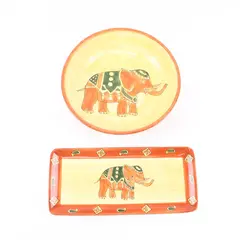 Pier 1 Imports Marrakesh Terracotta Elephant Bowl & Serving Tray Red Orange