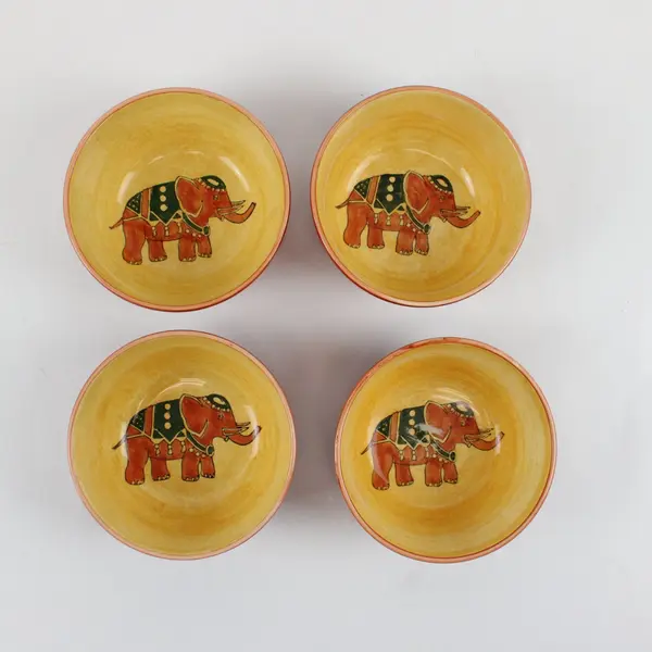 Set of 4 Pier 1 Imports Marrakesh Terracotta Elephant Bowls Orange Red