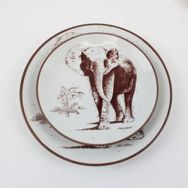 Set of 3 San Diego Wild Animal Park Elephant Plates Mike Schnorr