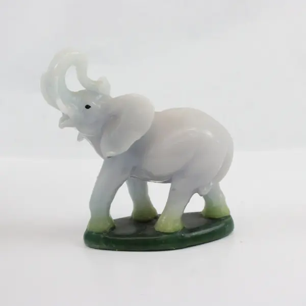 Grey Elephant Candle Trunk Up Decorative Collectible Visible Wick