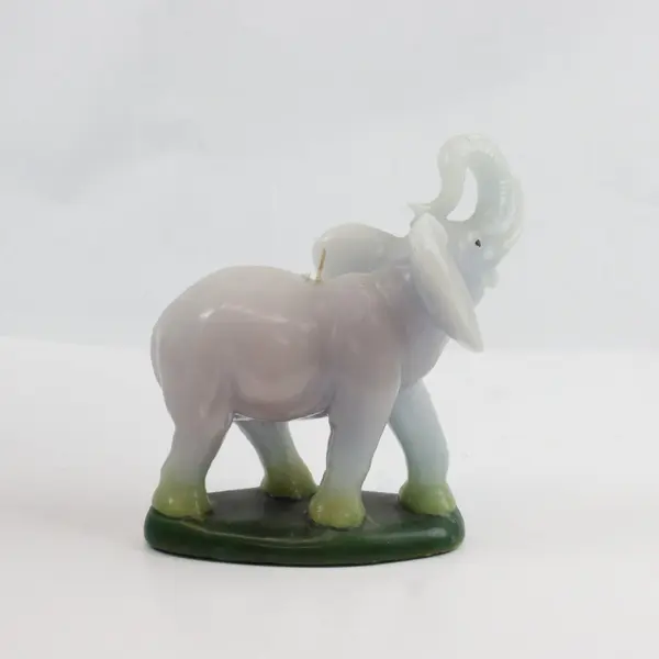 Grey Elephant Candle Trunk Up Decorative Collectible Visible Wick