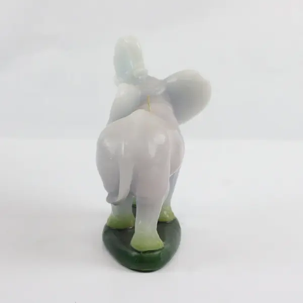 Grey Elephant Candle Trunk Up Decorative Collectible Visible Wick