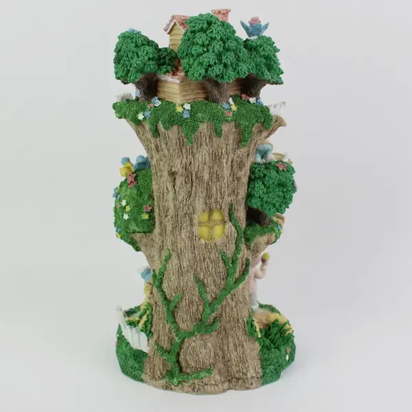 Vintage Easter Bunny Treehouse Multi-Tier Resin Figurine Display