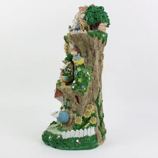 Vintage Easter Bunny Treehouse Multi-Tier Resin Figurine Display