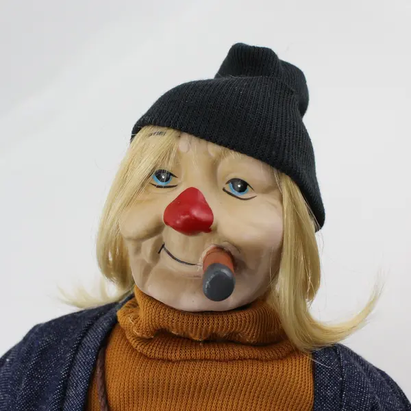 Hobo Junction Fast-Fingered Jake Porcelain Clown Doll w/ Stand