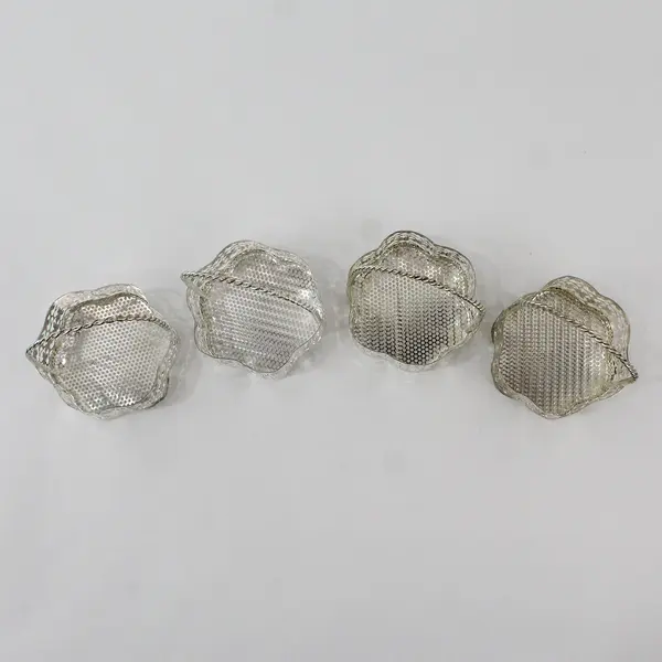 Lot of 4 Miniature Silver-Tone Metal Trinket Baskets 3.5"