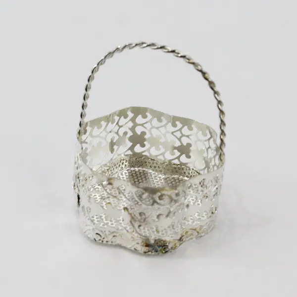 Lot of 4 Miniature Silver-Tone Metal Trinket Baskets 3.5"