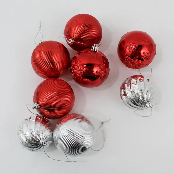 Lot of 38 Red Silver and White Plastic Christmas Ornaments