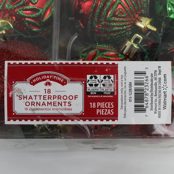Lot of 36 Holiday Time Red and Green Glittery Bauble Christmas Ornaments