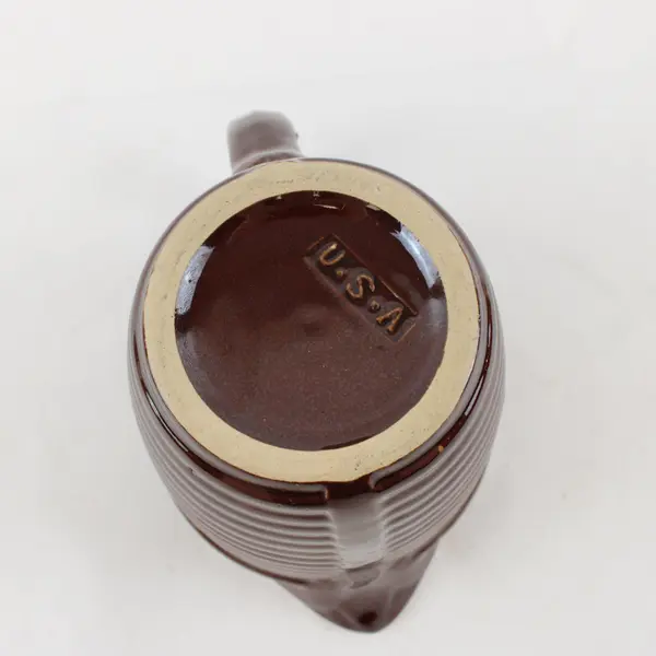 Vintage Monmouth Western Brown Ceramic Ribbed Beehive Pitcher USA