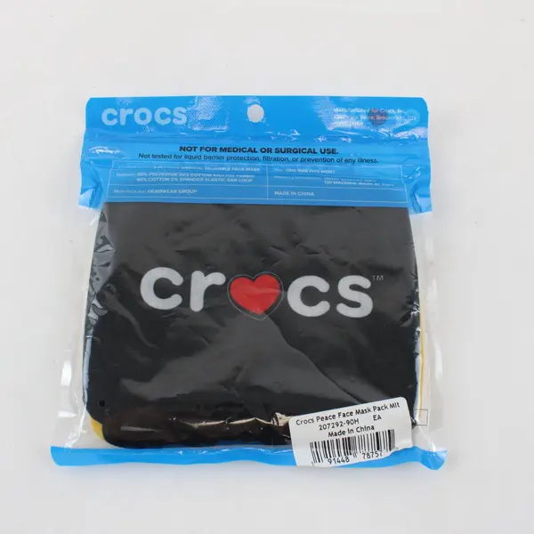 Crocs 2 Pack Face Masks Black Yellow Peace Sign