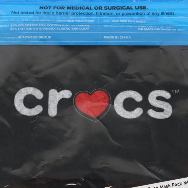 Crocs 2 Pack Face Masks Black Yellow Peace Sign