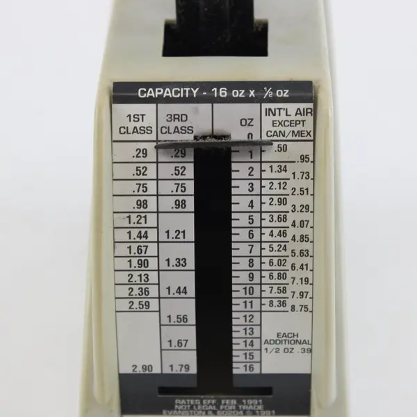 Pelouze P1 Postal Scale Rates Effective 1991 Made in USA