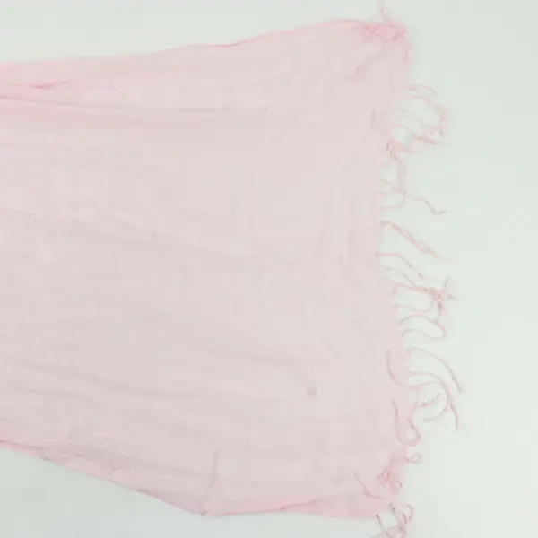 Light Pink Sheer Wrap Scarf With Tassel Fringe 67''x20''