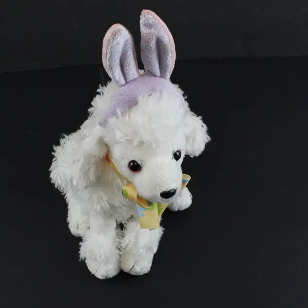 Dan Dee White Purple Easter Bunny Poodle Plush Stuffed Animal 8 in