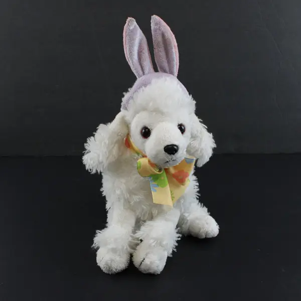 Dan Dee White Purple Easter Bunny Poodle Plush Stuffed Animal 8 in