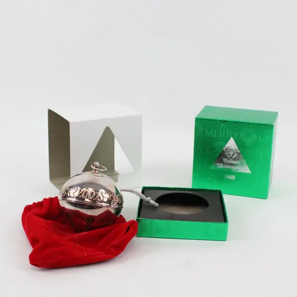 VTG Wallace 2001 Annual Christmas Sleigh Bell 3 Inch Original Box Felt Bag