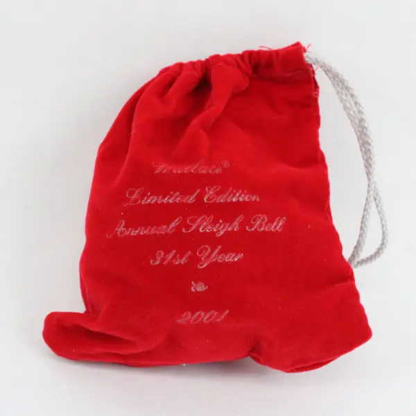 VTG Wallace 2001 Annual Christmas Sleigh Bell 3 Inch Original Box Felt Bag