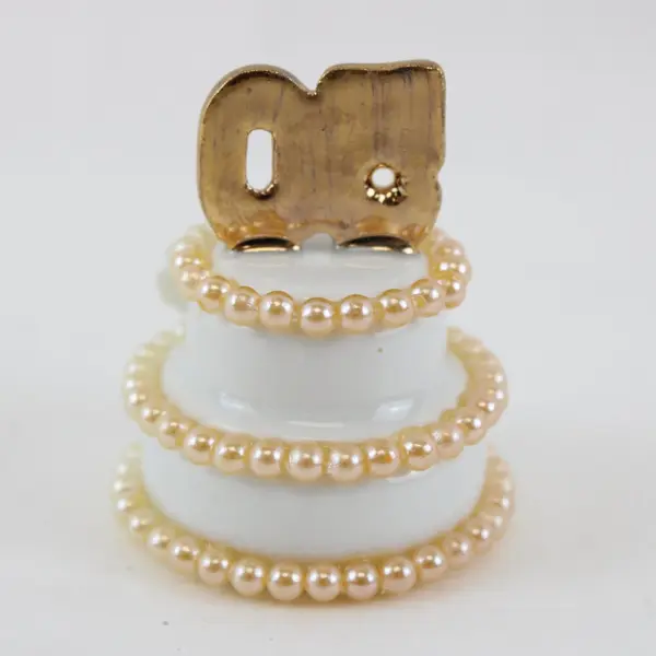 Ceramic 50th Wedding Anniversary Cake Topper Golden Anniversary Decor