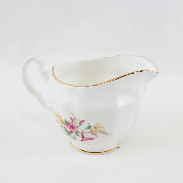 Vintage Imperial Fine Bone China Creamer Floral Gold Trim England