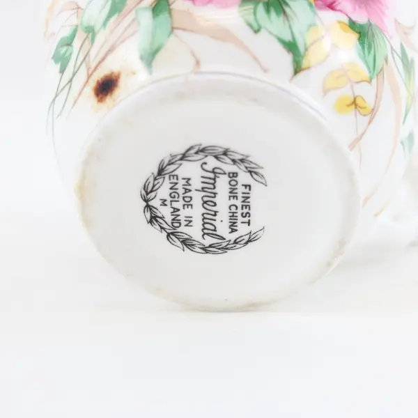 Vintage Imperial Fine Bone China Creamer Floral Gold Trim England