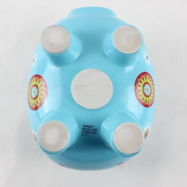 Target 2011 Blue Floral Polka Dot Ceramic Piggy Bank