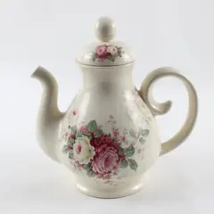 Cream Ceramic Floral Teapot Decorative Tea Pot Kitchen Decor