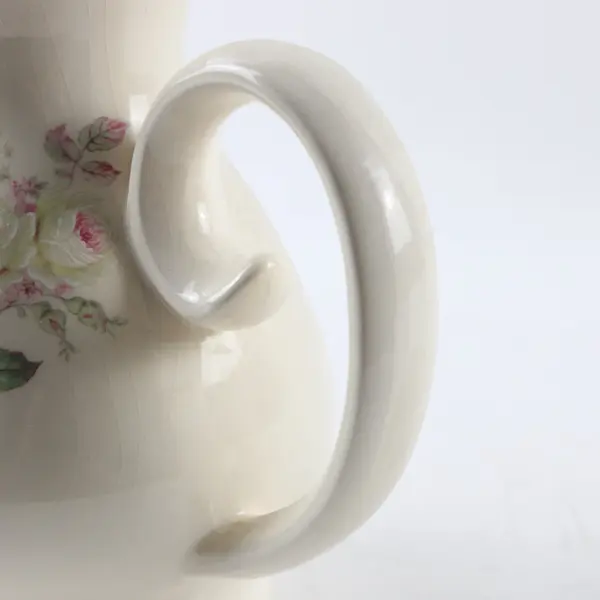 Cream Ceramic Floral Teapot Decorative Tea Pot Kitchen Decor