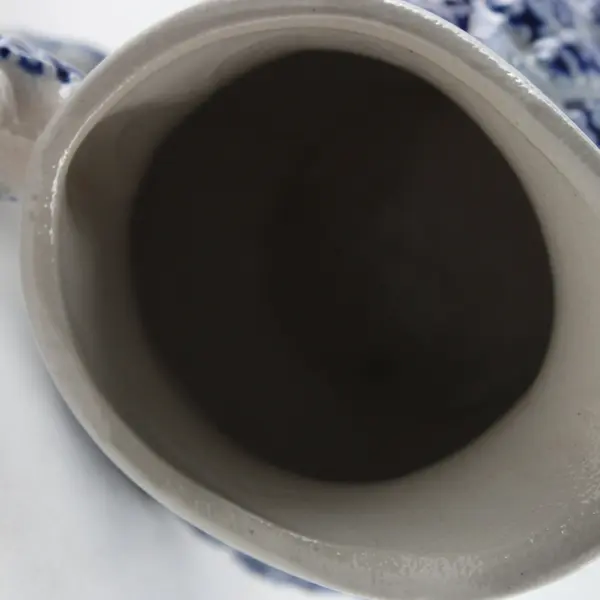Vintage Salt-Glazed Stoneware Creamer Pitcher Cobalt Blue Blackberry
