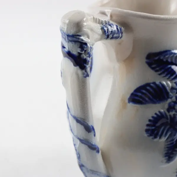 Vintage Salt-Glazed Stoneware Creamer Pitcher Cobalt Blue Blackberry