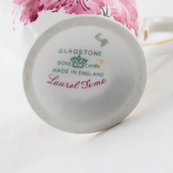 Vintage Bone China Laurel Creamer Pink Floral Gold Trim 4.5"