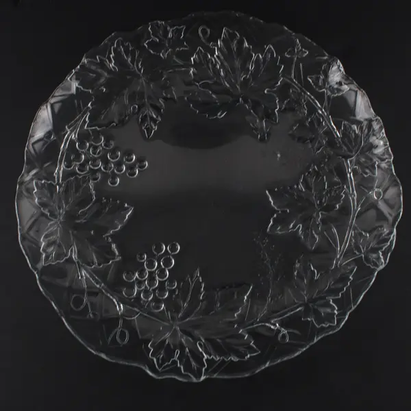 Vintage Anchor Hocking Grapevine Pressed Glass Serving Plate 11.75"