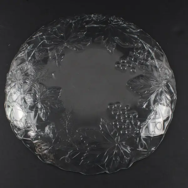 Vintage Anchor Hocking Grapevine Pressed Glass Serving Plate 11.75"