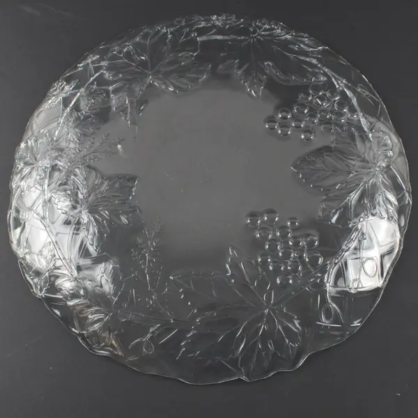 Vintage Anchor Hocking Grapevine Pressed Glass Serving Plate 11.75"