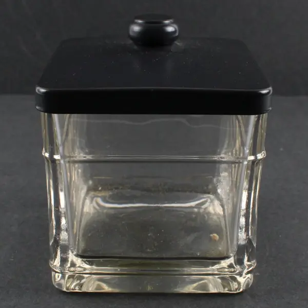 Square Clear Glass Bath Canister With Lid Thick Molded 5.5 Inch