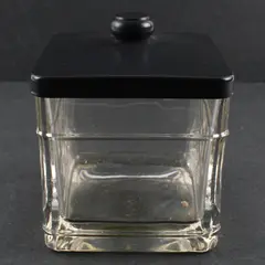 Square Clear Glass Bath Canister With Lid Thick Molded 5.5 Inch