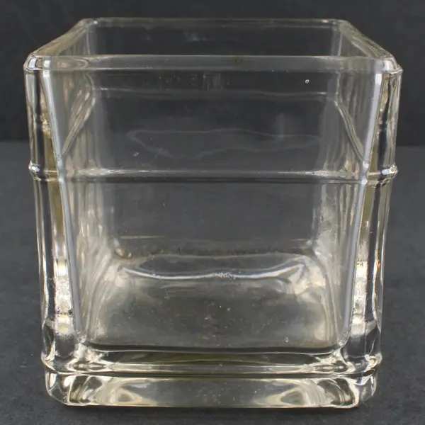 Square Clear Glass Bath Canister With Lid Thick Molded 5.5 Inch