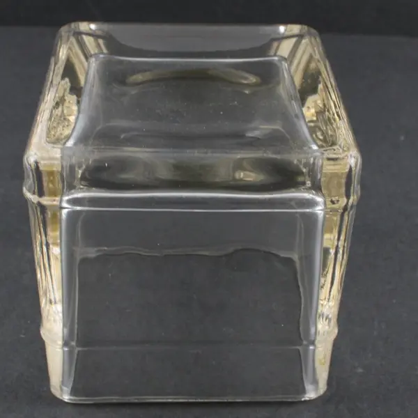 Square Clear Glass Bath Canister With Lid Thick Molded 5.5 Inch