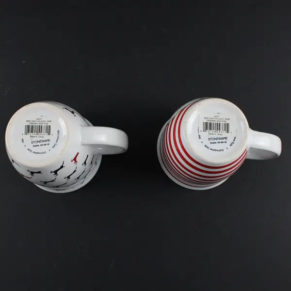 Lot of 2 White Ceramic Holiday Coffee Mugs