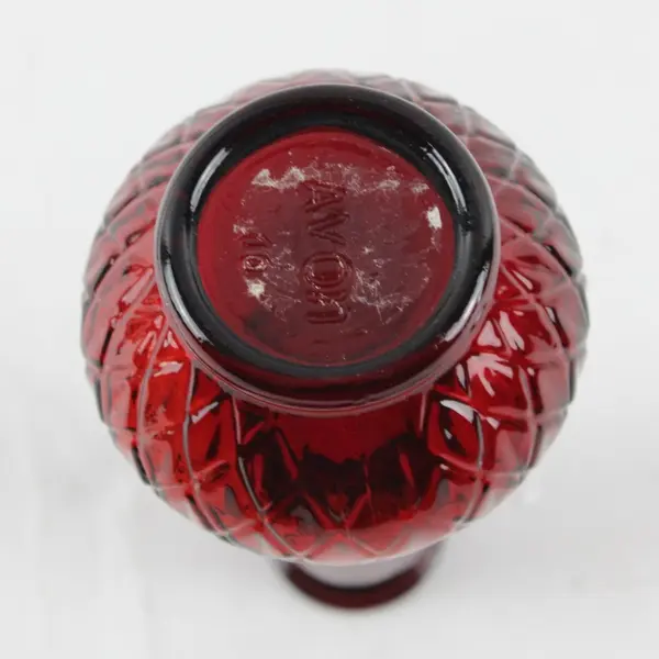 Avon Ruby Red Glass Somewhere Cologne Bottle 3 oz Empty No Stopper