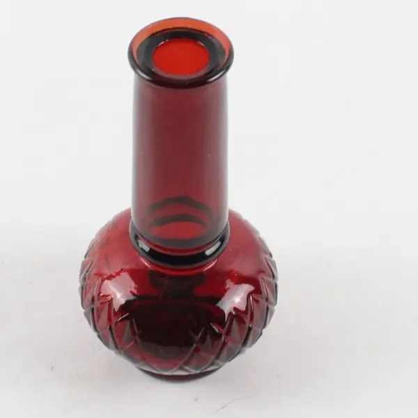 Avon Ruby Red Glass Somewhere Cologne Bottle 3 oz Empty No Stopper