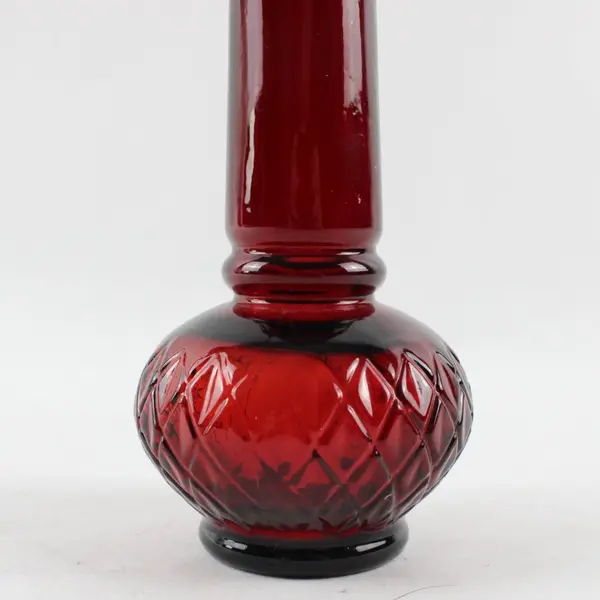 Avon Ruby Red Glass Somewhere Cologne Bottle 3 oz Empty No Stopper